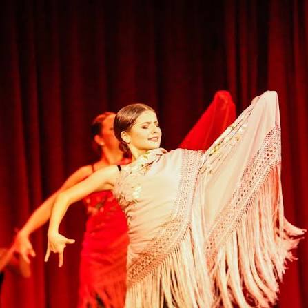 Emmy looking fabulous dancing flamenco with a manton.