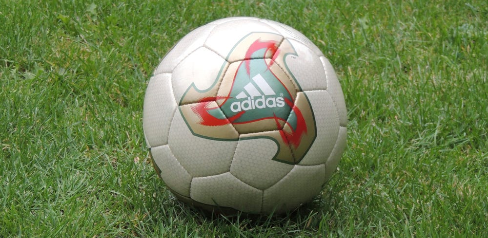 The Adidas Fevernova, official match ball of the 2002 FIFA World Cup.